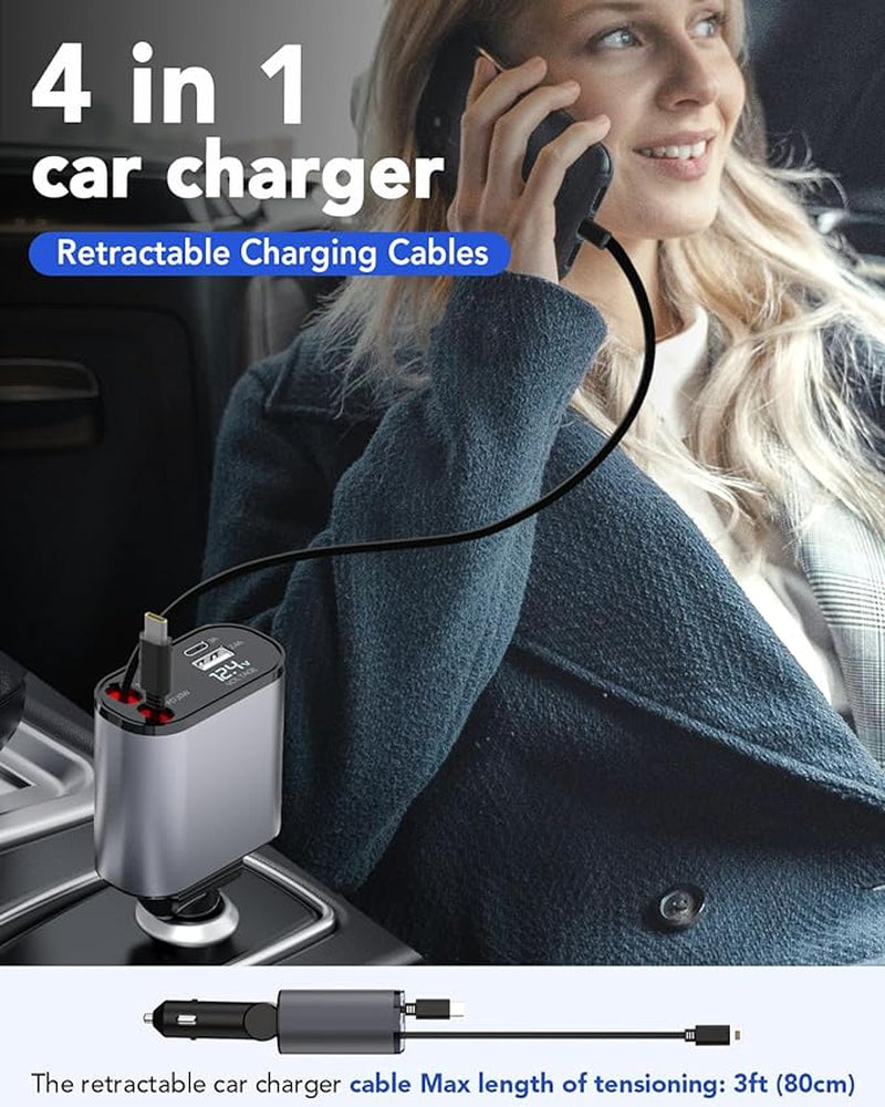 4-in-1 Retractable Fast Car Charger