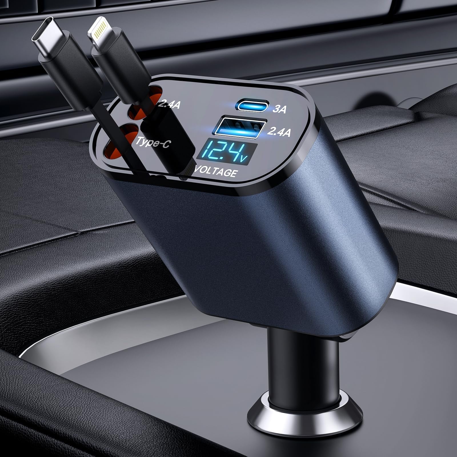 4-in-1 Retractable Fast Car Charger